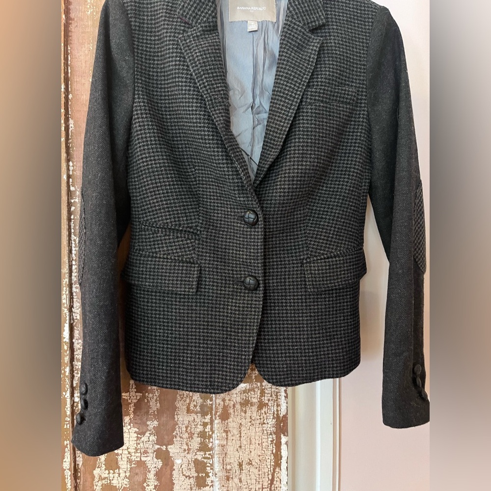 Women's Gray Banana Republic Houndstooth Blazer